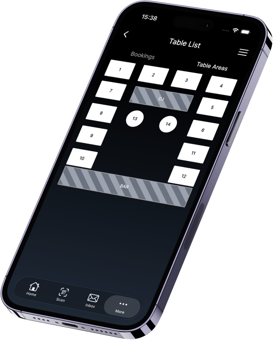 App mobile GuestBuddy zone tables et plan pour les hôtes